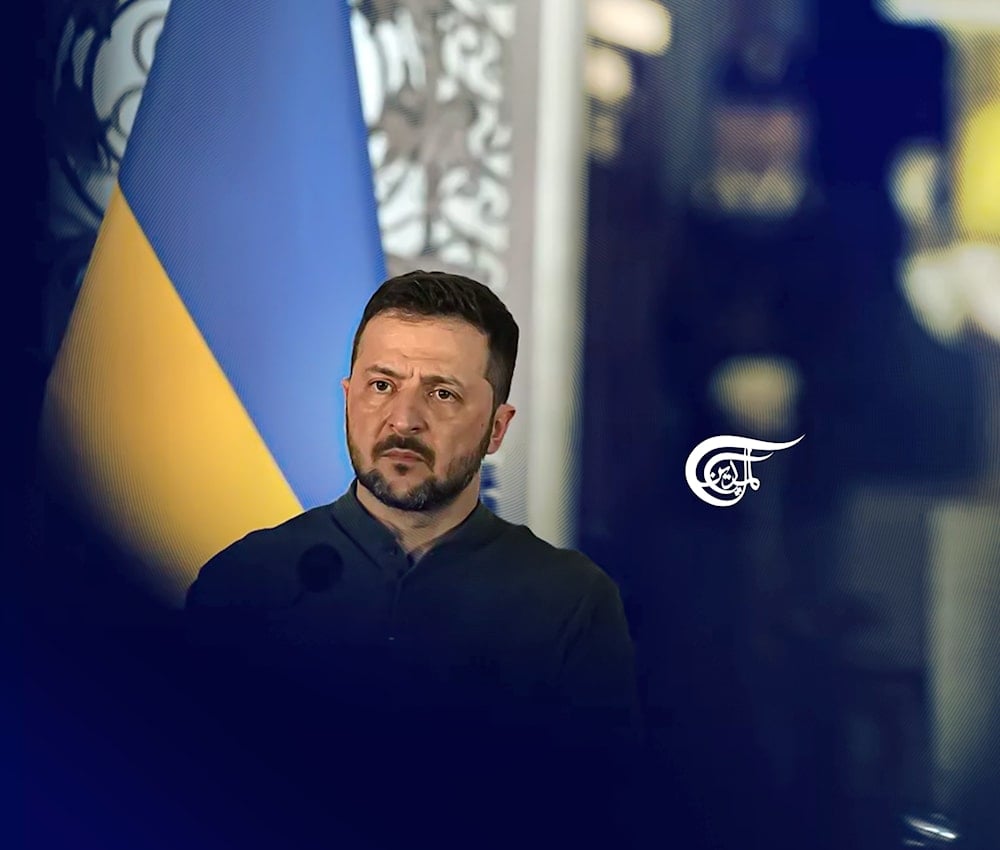 Zelensky and the military hawks in the West who back him are claiming to speak on behalf of the Ukrainian people. But they do not and cannot know the peoples' views. (Al Mayadeen English; Illustrated by Mahdi Rtail)