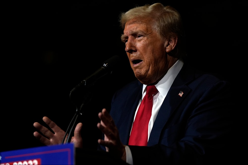 Republican presidential nominee former President Donald Trump speaks at a campaign rally at Grand Sierra Resort and Casino, Friday, Oct. 11, 2024, in Reno, Nev. (AP)