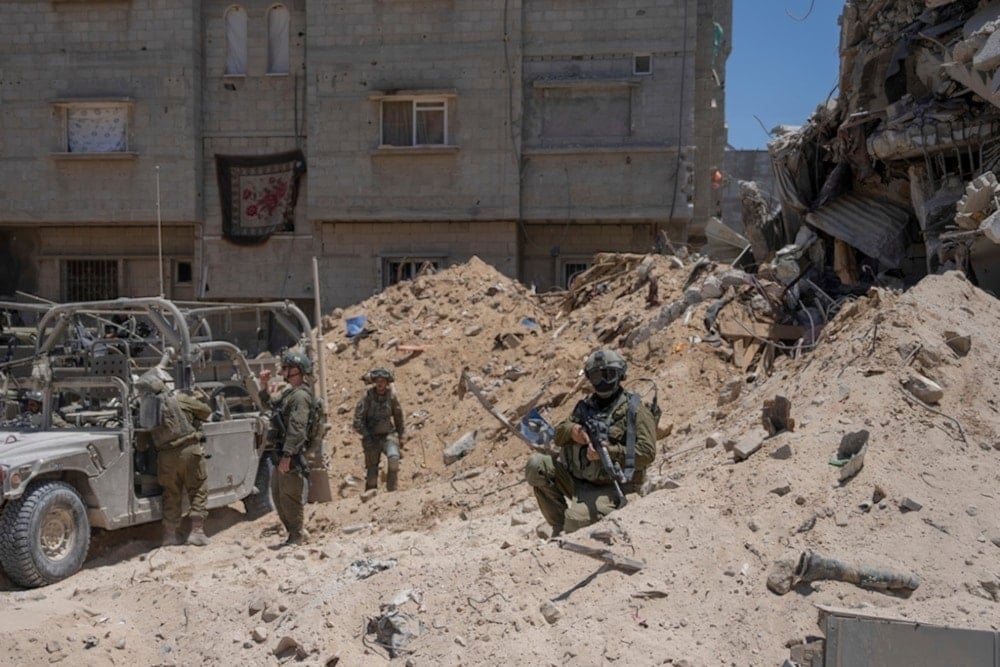  Israeli soldiers gather in the southern Gaza Strip, on Wednesday, July 3,2024. (AP)