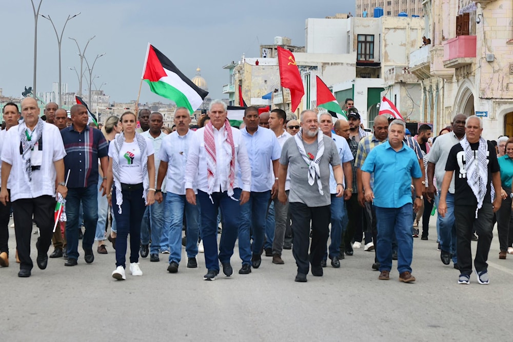 Cuban President leads major Pro-Palestine rally in Havana