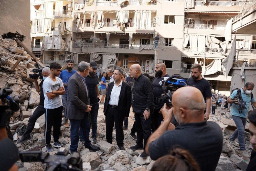 Lebanese Members of Parliament from the Loyalty to the Resistance bloc are touring the capital Beirut insoecting damage from Israeli airstrikes on October 15, 2024. (Social media)