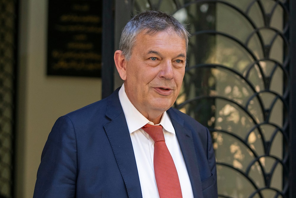 Commissioner-General of the U.N. agency for Palestinian refugees, Philippe Lazzarini leaves after his meeting with Lebanese Foreign Minister Abdallah Bouhabib, in Beirut, Lebanon, on September 17, 2024. (AP)