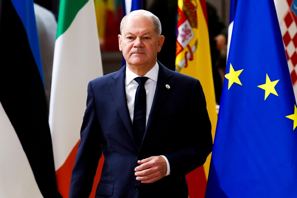 Germany's Chancellor Olaf Scholz arrives to an EU summit in Brussels, Thursday, October 17, 2024 (AP)