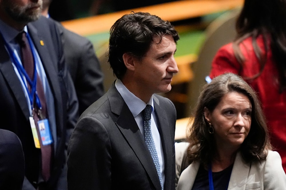 Canada's Prime Minister Justin Trudeau greets people during the 79th session of the United Nations General Assembly, Tuesday, Sept. 24, 2024, at the UN headquarters. (AP)