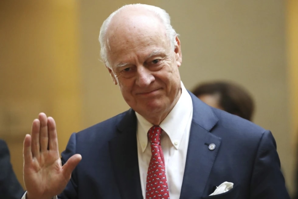  United Nations Special Envoy for Syria Staffan de Mistura attends a meeting at the European headquarters of the United Nations in Geneva, Switzerland, December 18, 2018. (AP)