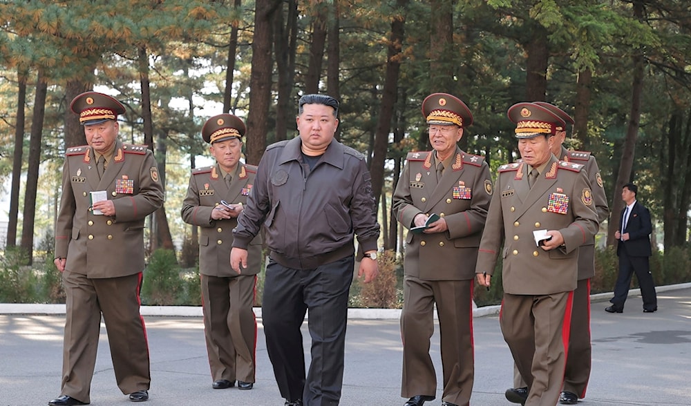 In this photo provided by the DPRK government, North Korean leader Kim Jong Un, center, visits the headquarters of the People’s Army’s 2nd Corps at an undisclosed place in DPRK Thursday, Oct. 17, 2024 (AP)