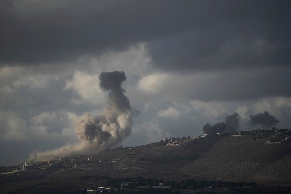 Smoke rises following Israeli bombardment in southern Lebanon as seen from northern occupied Palestine, on Oct. 1, 2024. (AP)