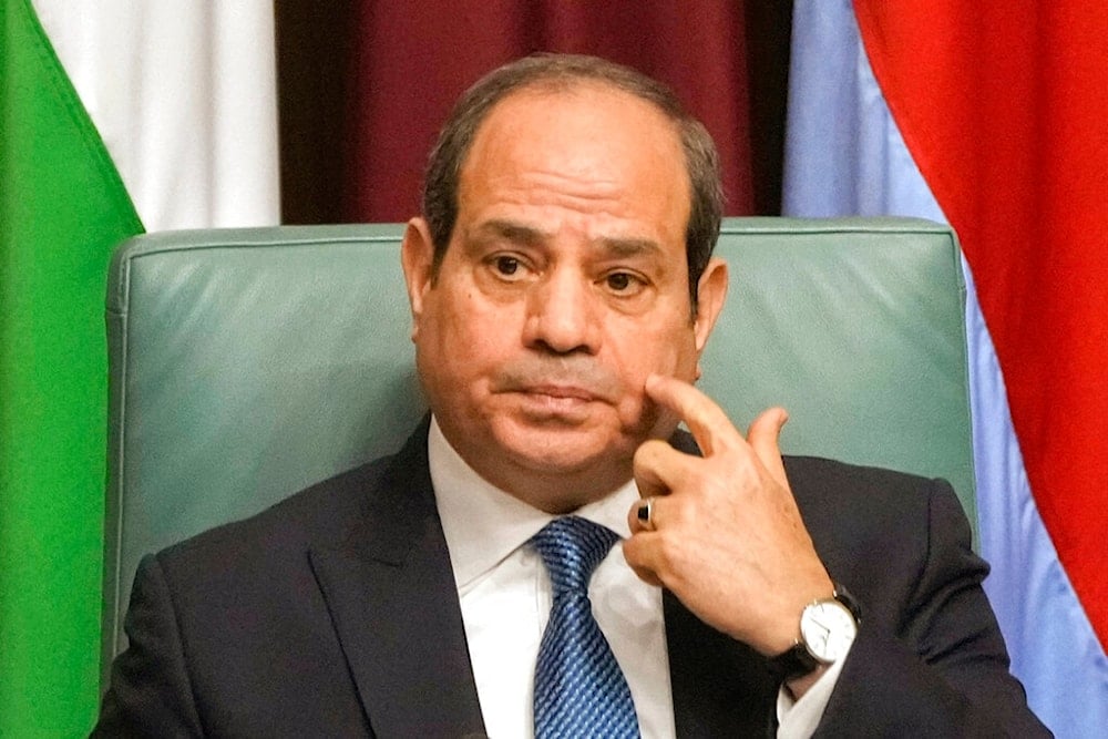 Egyptian President Abdel Fattah el-Sissi, attends a conference to support Jerusalem at the Arab League headquarters in Cairo, Egypt, Sunday, Feb. 12, 2023. (AP)