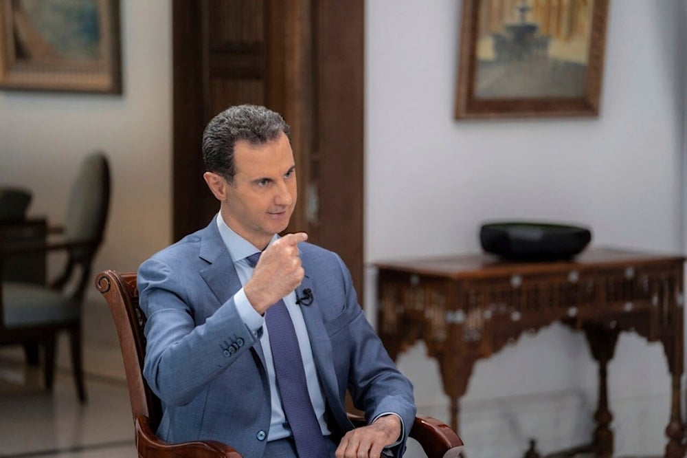 Syrian President Bashar Assad speaks during an interview in Damascus, Syria, Wednesday, August 9, 2023 (Syrian Presidency Telegram)