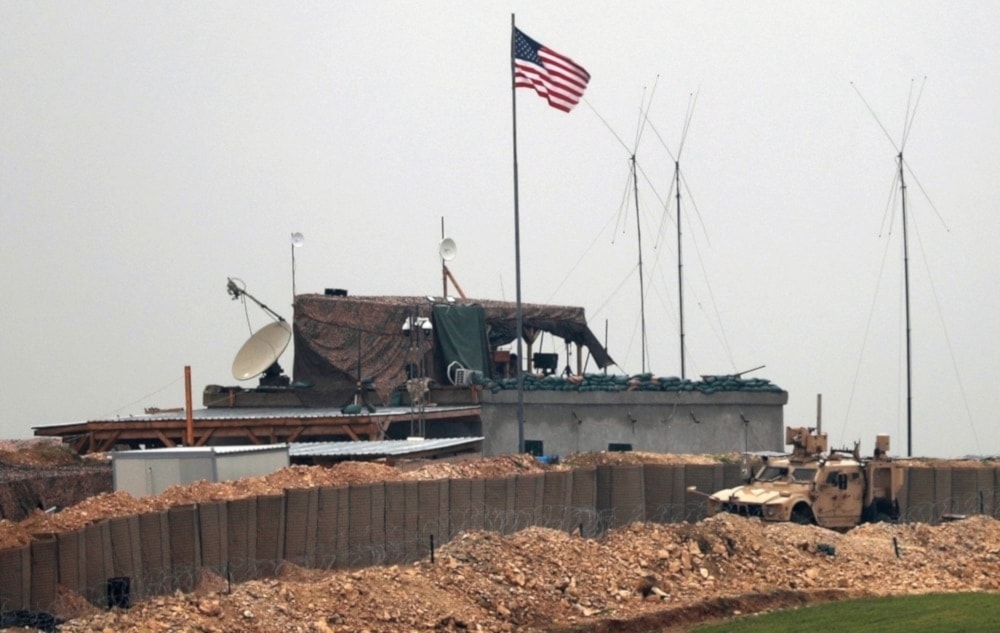  US occupation forces and structures are seen on the outskirts of the northern Syrian town of Manbij on December 26,2018. (AFP)