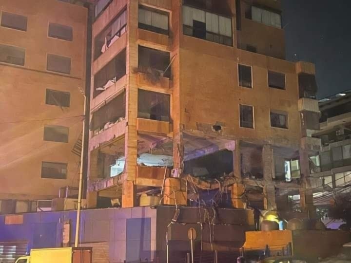 The Al Mayadeen office in Beirut after it was bombarded by the Israeli occupation forces on October 23, 2024 (Al Mayadeen)