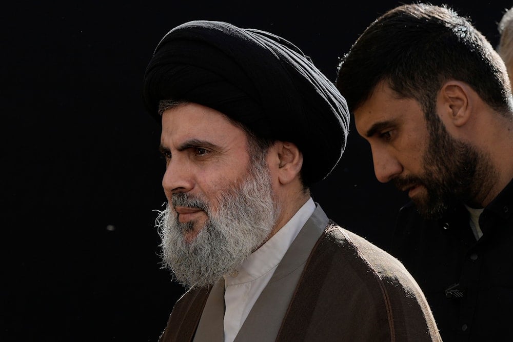 Hezbollah Executive Council President Hashem Safieddine attends a funeral in the Southern Subrub of Beirut, Lebanon, Wednesday, September 18, 2024 (AP)