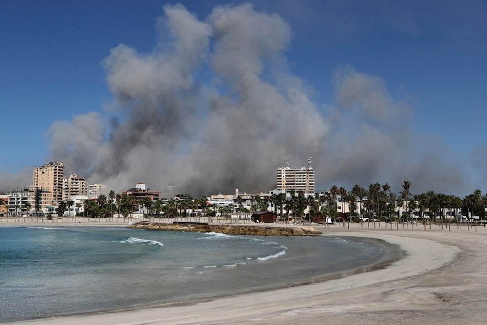 Smoke rises from buildings hit in Israeli airstrikes in Tyre, Lebanon, Wednesday, Oct. 23, 2024. (AP)