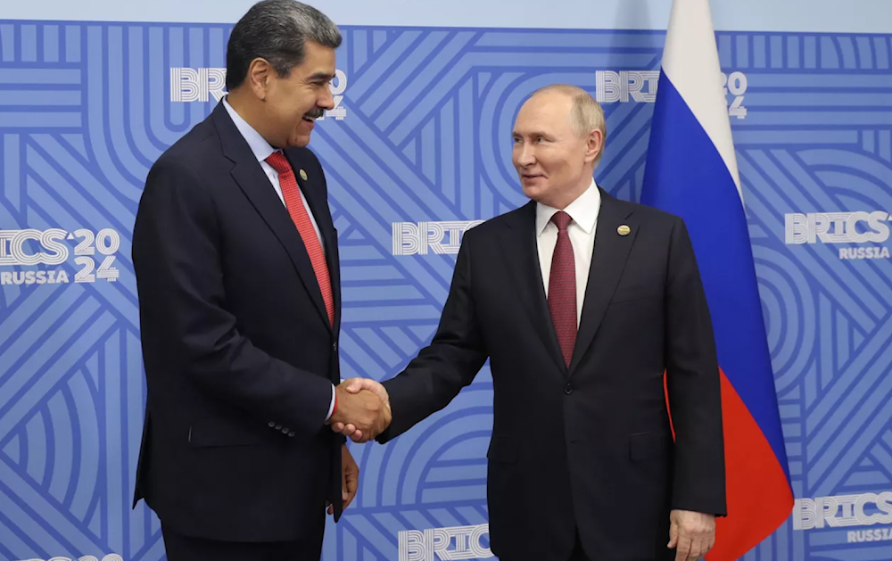 Russian President Vladimir Putin and Venezuelan President Nicolas Maduro during their meeting on the sidelines of the 16th BRICS summit in Kazan, Russia on October 23. 2024. (AP)