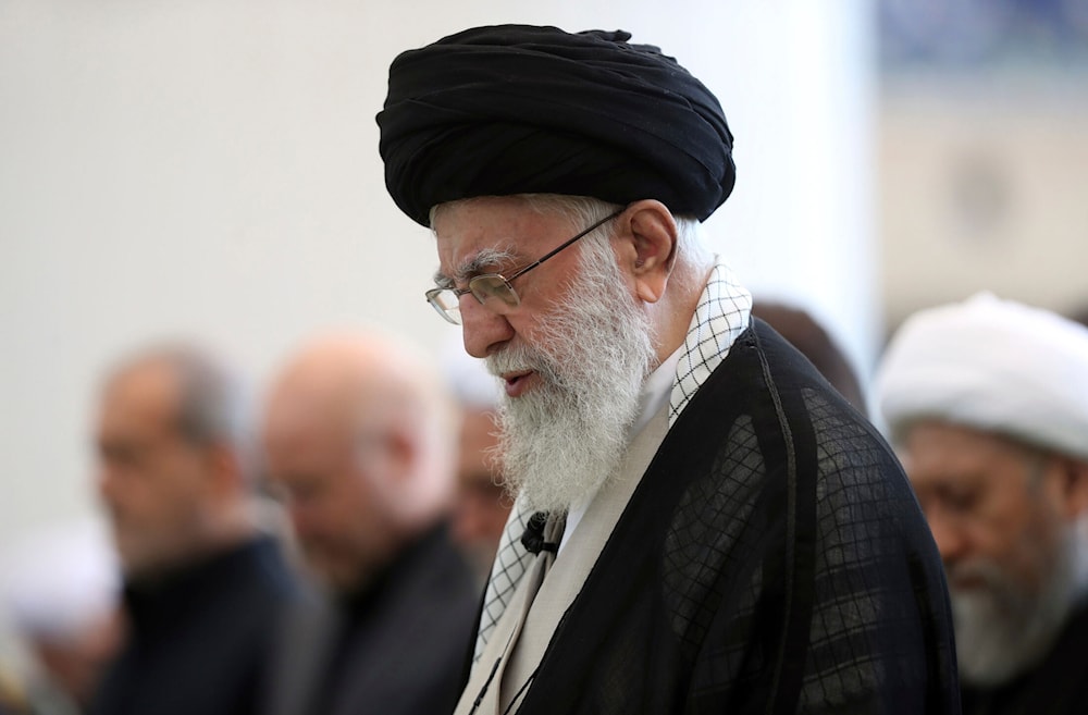 Supreme Leader Ayatollah Ali Khamenei leads Friday prayers at Imam Khomeini grand mosque, in Tehran, Iran, Friday, Oct. 4, 2024. (Office of the Iranian Supreme Leader via AP)