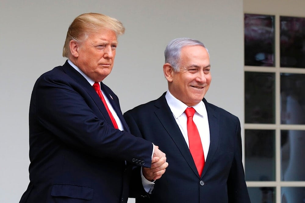 In this March 25, 2019, file photo, President Donald Trump welcomes visiting Israeli Prime Minister Benjamin Netanyahu to the White House in Washington. (AP)