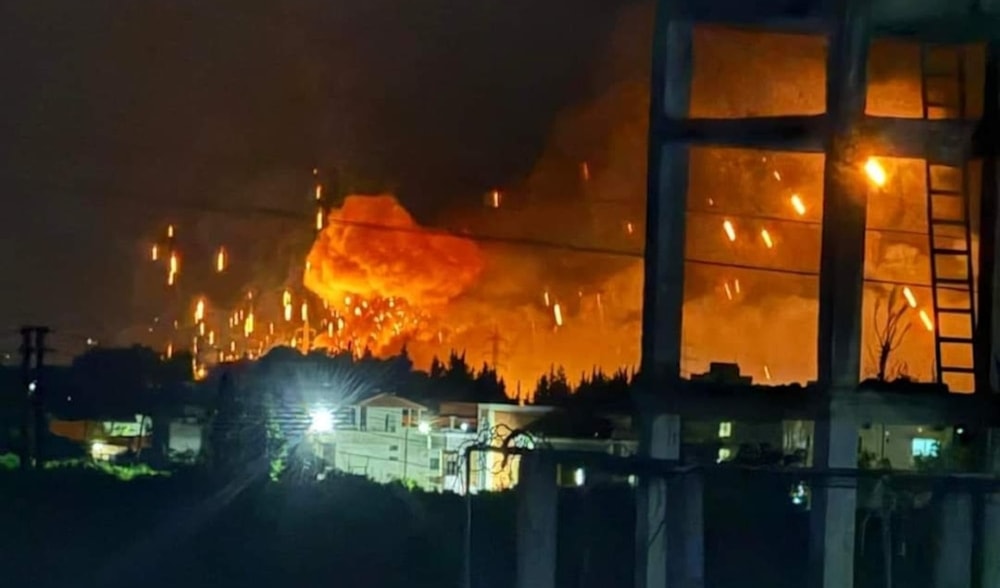 Footage of explosions resulting from an attack targeting Jableh in the Latakia province of western Syria, on October 3, 2024. (Social media)