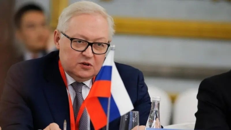 Russian Deputy Foreign Minister Sergey Ryabkov speaking at news conference (AFP)