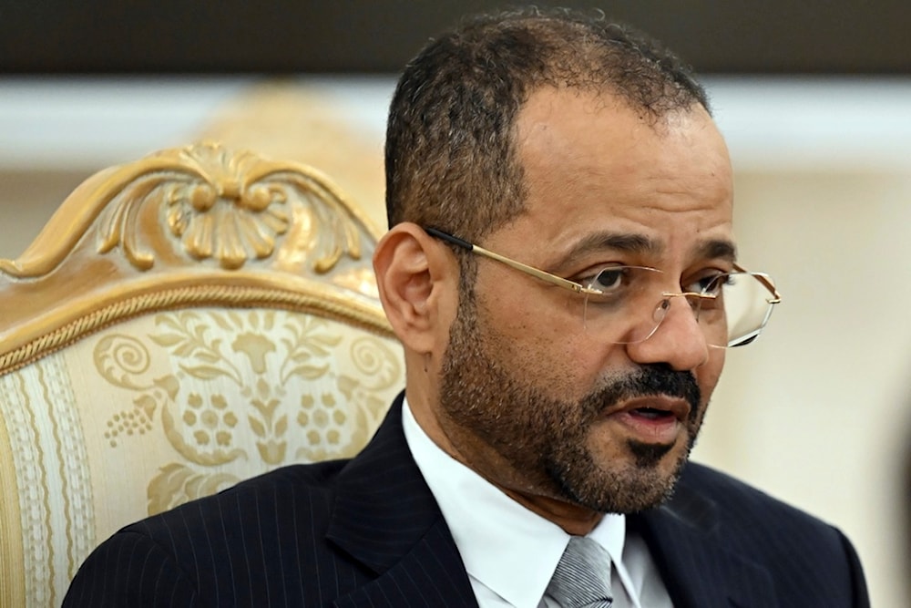 Oman's Foreign Minister Sayyid Badr bin Hamad bin Hamood Albusaidi speaks to Russian Foreign Minister Sergey Lavrov during their talks in Moscow, Russia, Tuesday, July 11, 2023. (AP)