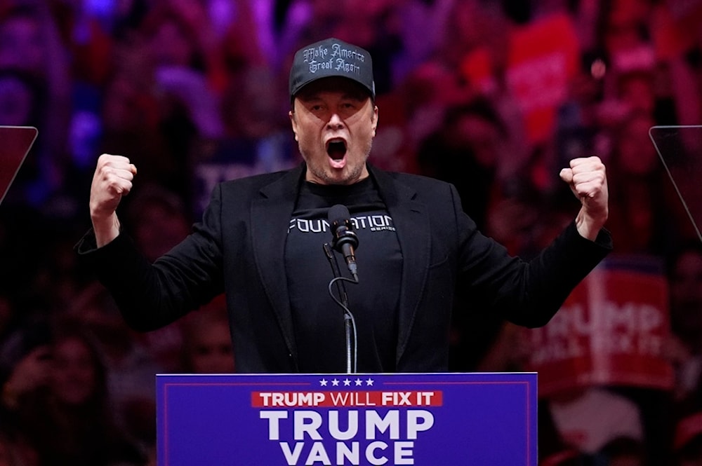 Elon Musk speaks before Republican presidential nominee former President Donald Trump at a campaign rally at Madison Square Garden, Sunday, Oct. 27, 2024, in New York. (AP)