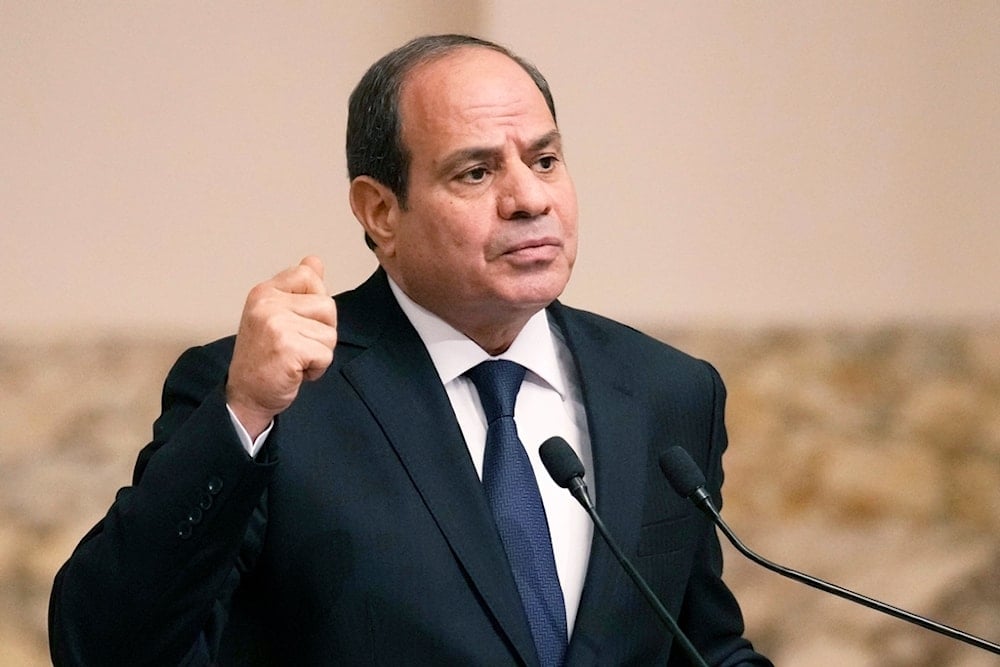 Egyptian President Abdel Fattah el-Sissi gestures during a joint news conference in Cairo, Egypt, on Oct. 25, 2023. (AP)