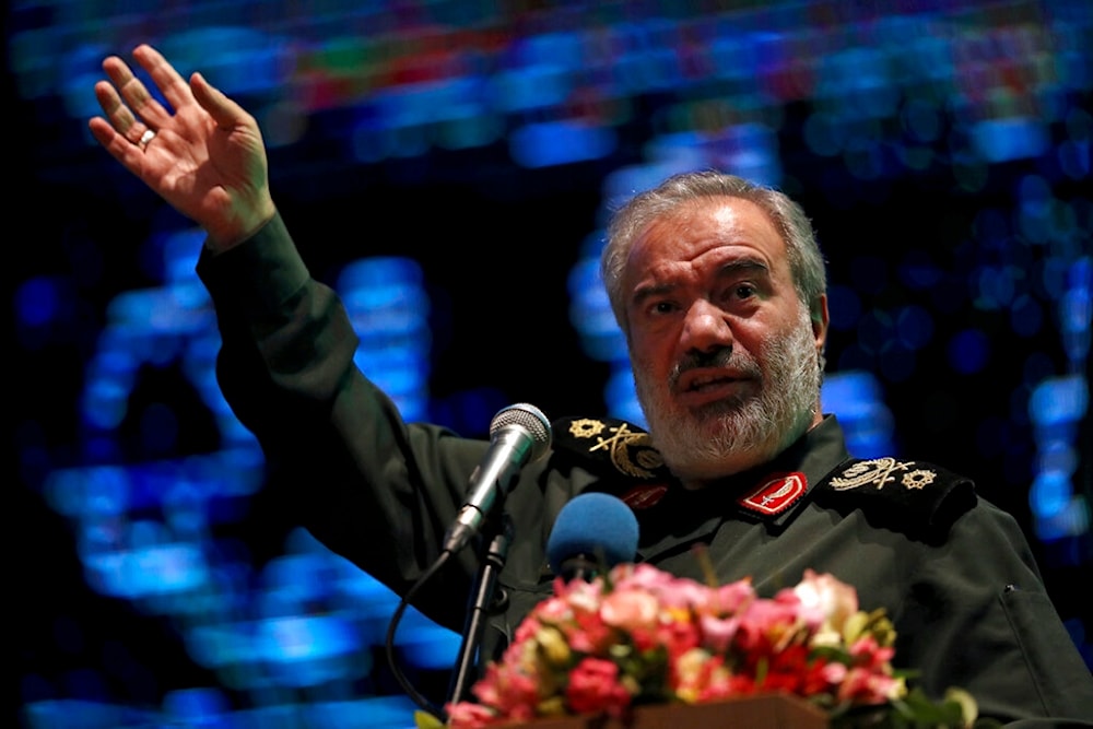 Deputy commander of Iran's Islamic Revolution Guard Corps Gen. Ali Fadavi addresses female members of the Basij paramilitary force in Tehran, Iran, Sunday, November 24, 2019 (AP)