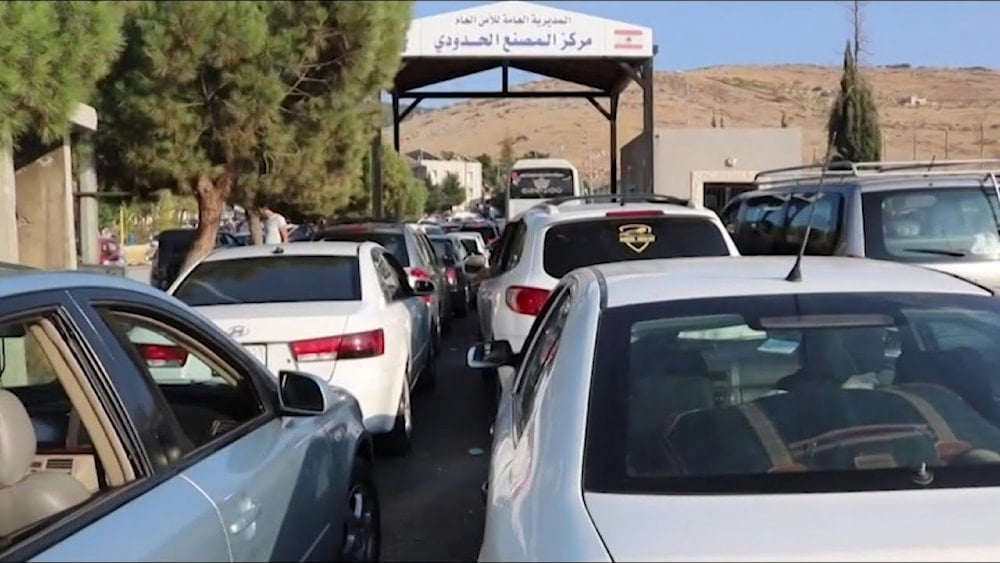 Traffic jam on the Lebanese-Syrian Masnaa border crossing, undated. (AFP)