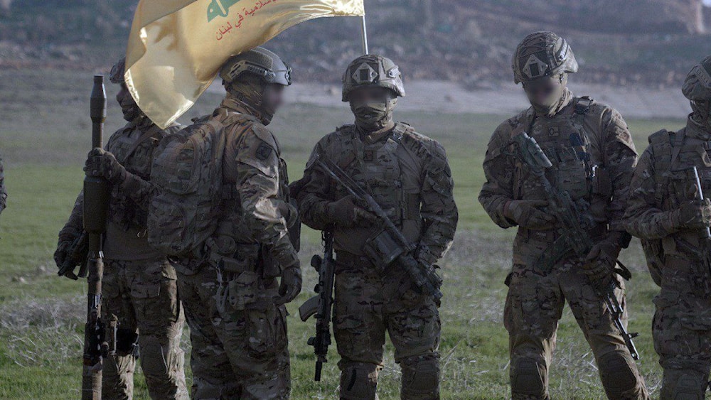 Hezbollah resistance fighters in a symbolic photograph, undated. (Social media)