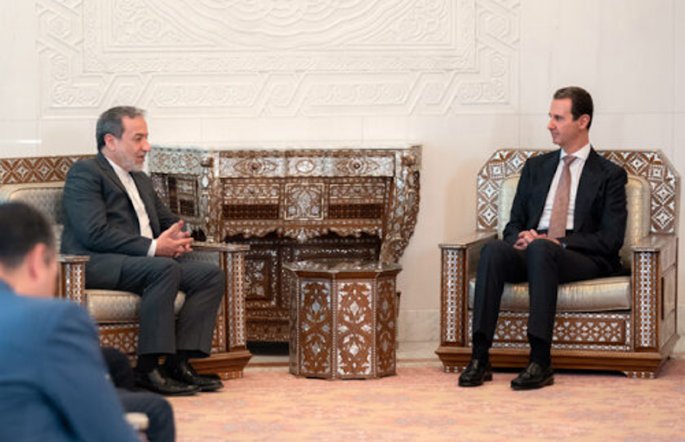 Syrian President Bashar al-Assad conducts a meeting with Iranian Foreign Minister Abbas Araghchi on October 5, 2024. (SANA)