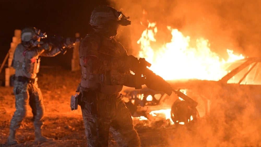   Hezbollah's elite Radwan forces demonstrate their capabilities in an exercise simulating an infiltration into Israeli-occupied territory, in a photo released on January 3,2023. (Islamic Resistance in Lebanon / Military Media)