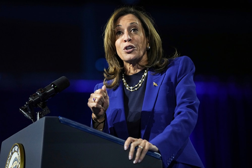 Democratic presidential nominee Vice President Kamala Harris speaks during a campaign rally at the Reno Events Center in Reno, Nev., Thursday, Oct. 31, 2024. (AP)