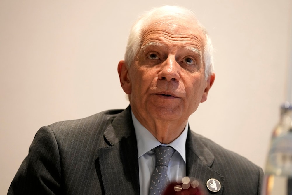 European Union foreign policy chief Josep Borrell speaks during a media conference after talks on the Middle East in Brussels, Sunday, May 26, 2024. (AP)