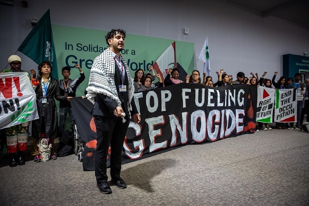 Environmental justice groups at COP29 in Azerbaijan demand a global energy embargo to end the genocide and liberate Palestine