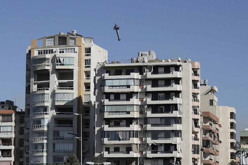 A bomb dropped from an Israeli jet hits a residential building in Ghobeiry, Beirut, Lebanon, Tuesday, Oct. 22, 2024. (AP 