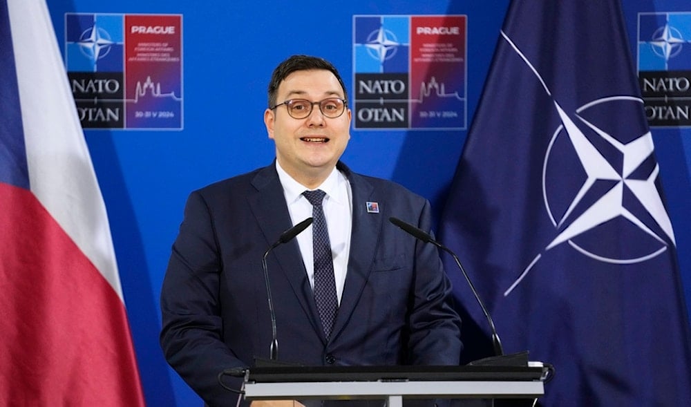 Czech Republic's Foreign Minister Jan Lipavsky speaks after a meeting of NATO foreign ministers at the Czernin Palace, in Prague, Friday, May 31, 2024. (AP)