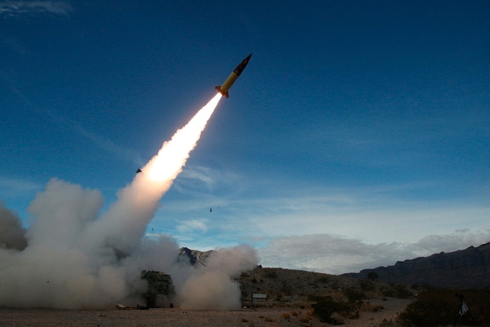 In this image provided by the US Army, soldiers conduct live fire testing at White Sands Missile Range, N.M., on Dec. 14, 2021, of early versions of the Army Tactical Missile System. (AP)