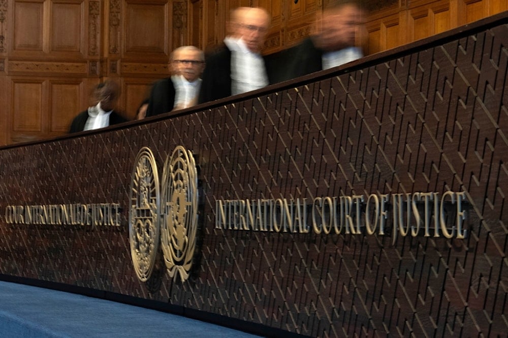 Judges enter the International Court of Justice, or World Court, in The Hague, Netherlands, Thursday, May 23, 2024. (AP)