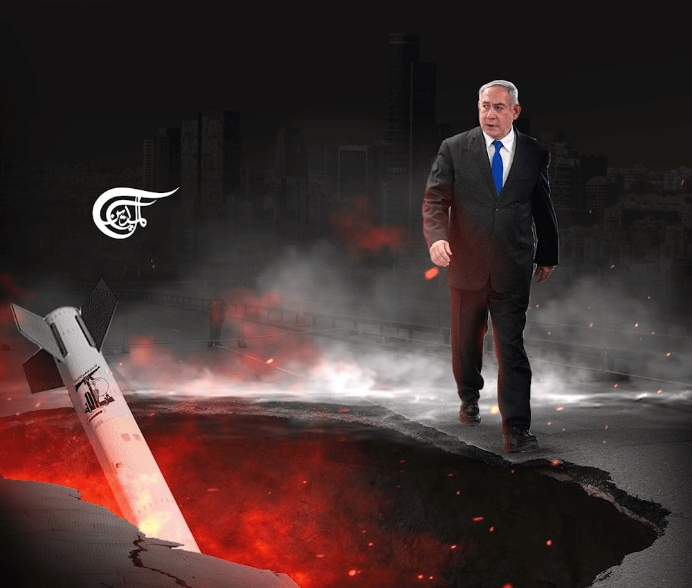 Any way you spin it, the Israelis are only going to suffer bigger blows as they continue to escalate. (Al Mayadeen English; Illustrated by Mahdi Rtail)