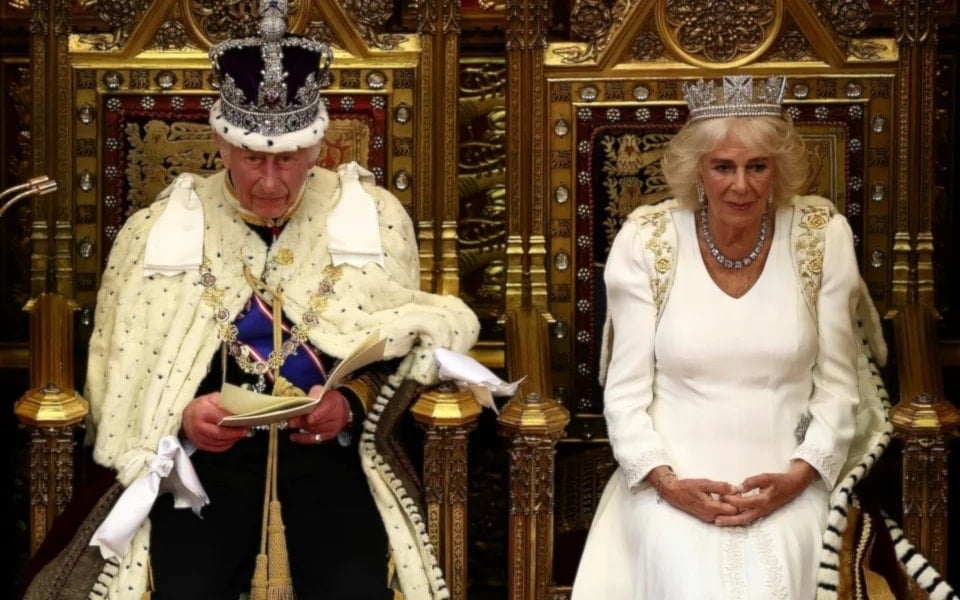 King Charles delivers the King's Speech in the House of Lords, on July 17, 2024. (AFP)