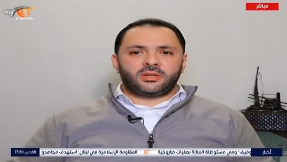 Ali Hijazi, leader of the Ba'ath Party in Lebanon, speaks to Al Mayadeen, November 22, 2024 (Screen grab)