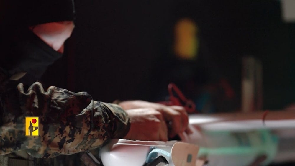 A Hezbollah operator works on a drone. (Military media of the Islamic Resistance in Lebanon)