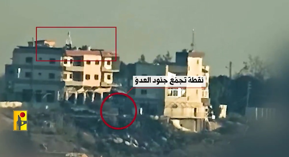 A screengrab of a video showing the launch of missiles by the Islamic Resistance in Lebanon towards an IOF gathering on October 30, 2024. (Military media)