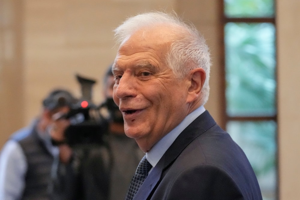 European Union foreign policy chief Josep Borrell gestures as he arrives for his meeting with Lebanese Parliament speaker Nabih Berri, in Beirut, Lebanon, on November 24, 2024. (AP)