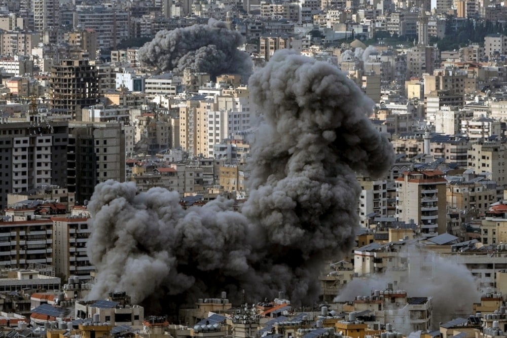  Smoke rises following an Israeli airstrike on Dahiyeh, in Beirut, Lebanon, on November 25, 2024. (AP)