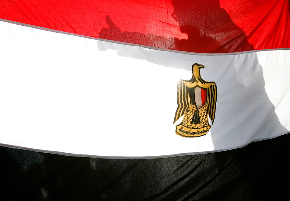 Egyptian flag displayed in Trafalgar Square, London, Saturday, Feb. 12, 2011. (AP)