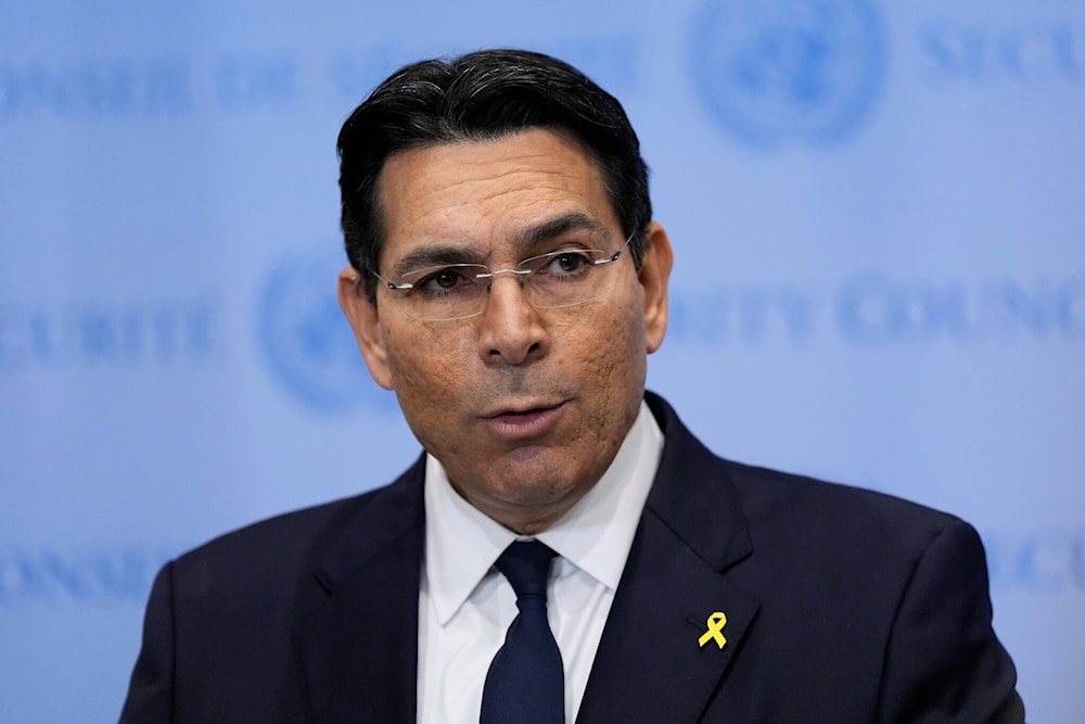 The Israeli Ambassador to the United Nations Danny Danon speaks at a press conference during the 79th session of the United Nations General Assembly, September 24, 2024, at the UN headquarters in New York. (AP)