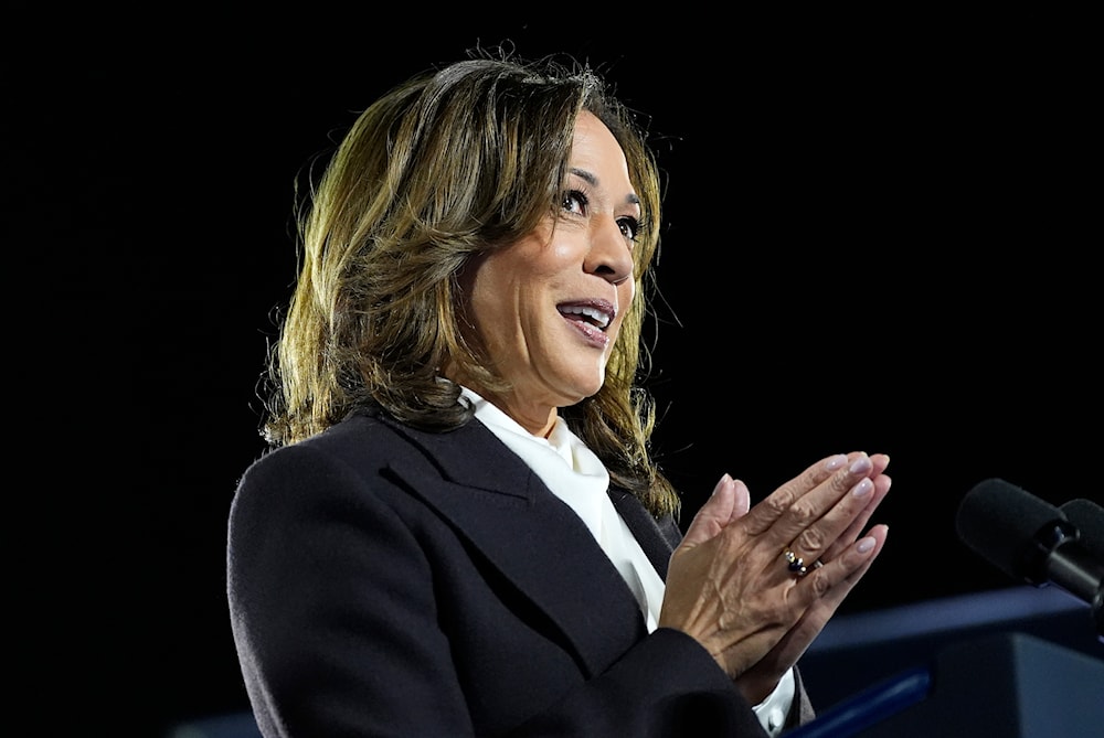 Democratic presidential nominee Vice President Kamala Harris speaking at a campaign rally in Washington, on October 29, 2024. (AP)