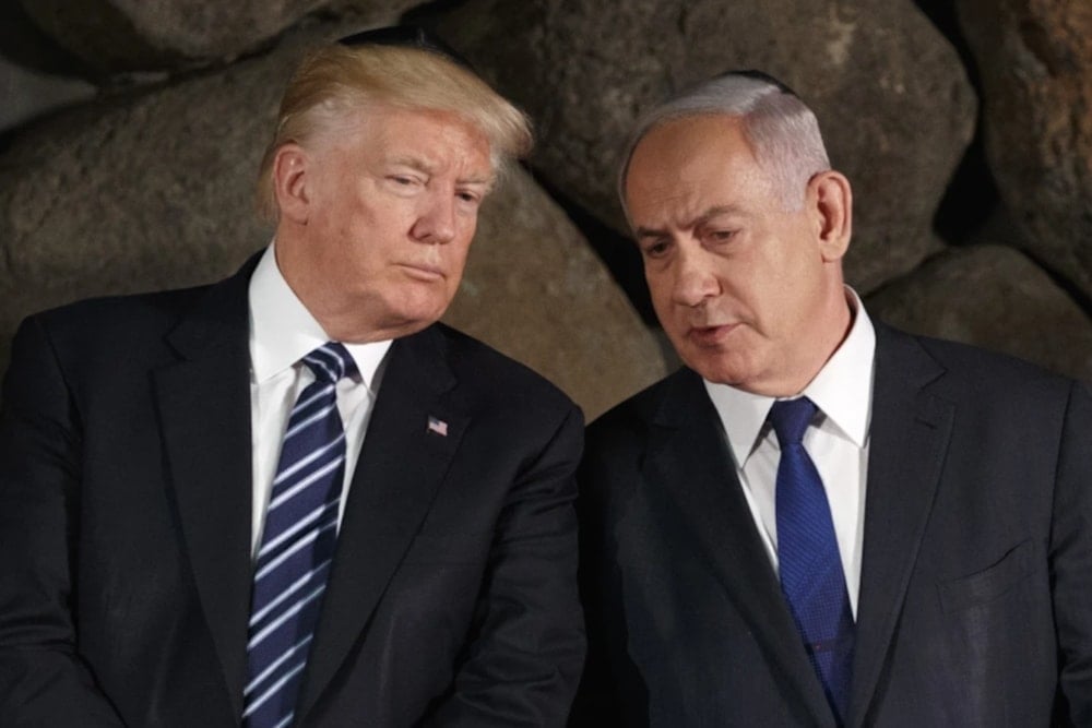 President Donald Trump talks with Israeli Prime Minister Benjamin Netanyahu during a ceremony in May 23, 2017. (AP)