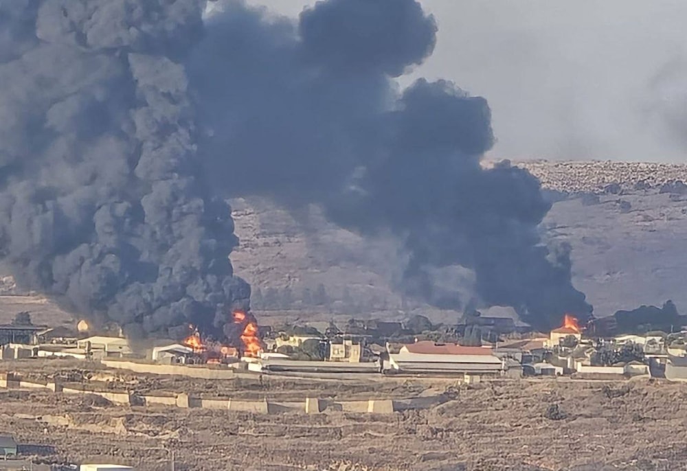 Smoke billows from raging fires after Hezbollah launched a rocket operation at the Avivim settlement, November 6, 2024 (Social Media)