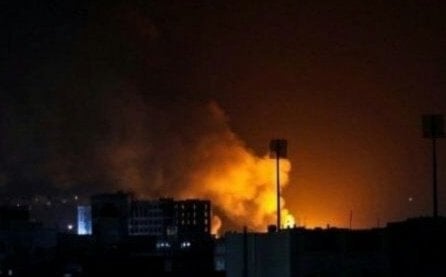 One of three airstrikes against Sanaa, Yemen, on November 9, 2024, as the US and UK continue their aggression against the country. (Social media)